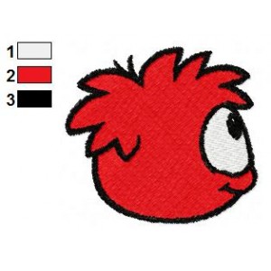 Red Puffle From Side Embroidery Design